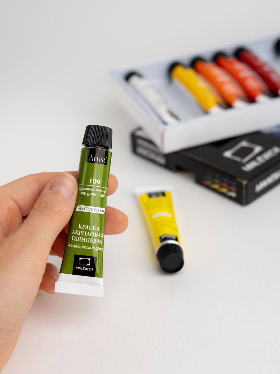 Краски акриловые Малевичъ 12 цв. - фото 9