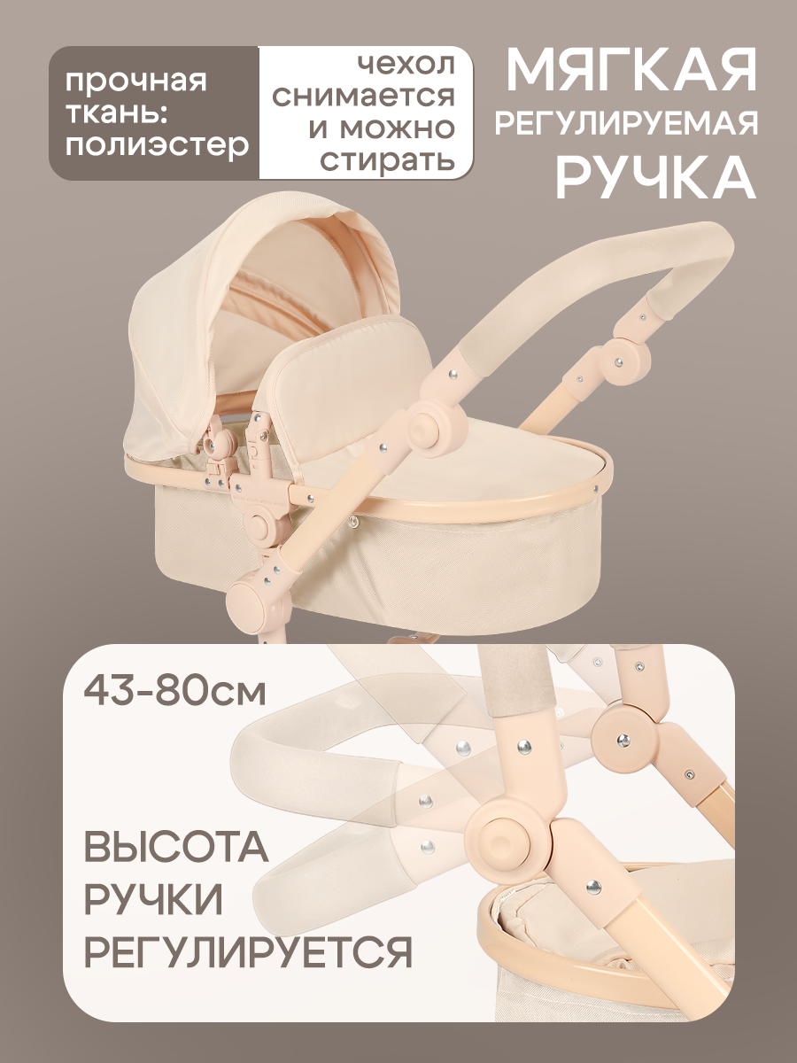 Коляска 2 в 1 для кукол Рыжий кот 9695-NB - фото 4