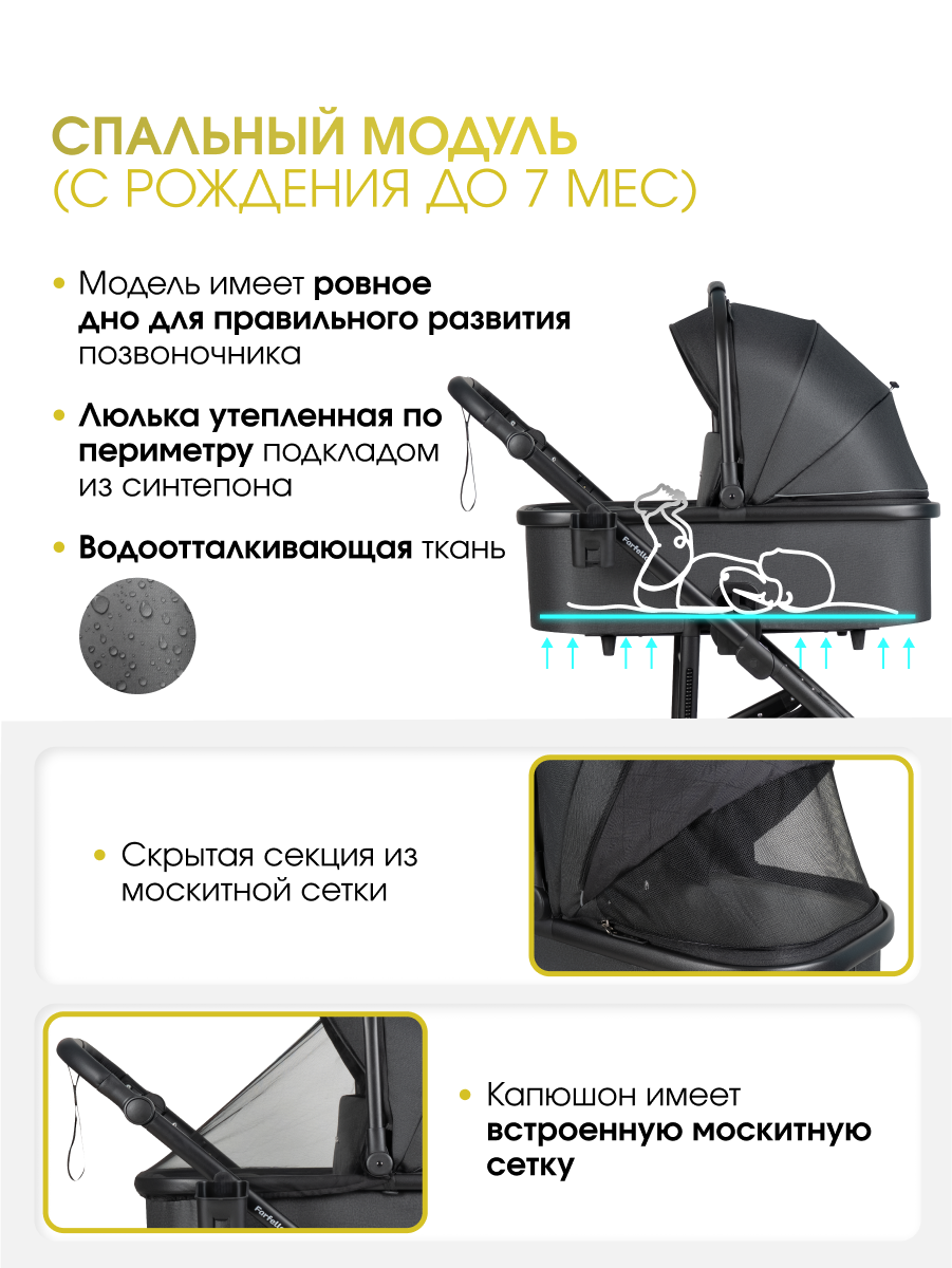 Коляска 3в1 Farfello Sola Trio Comfort черный - фото 4