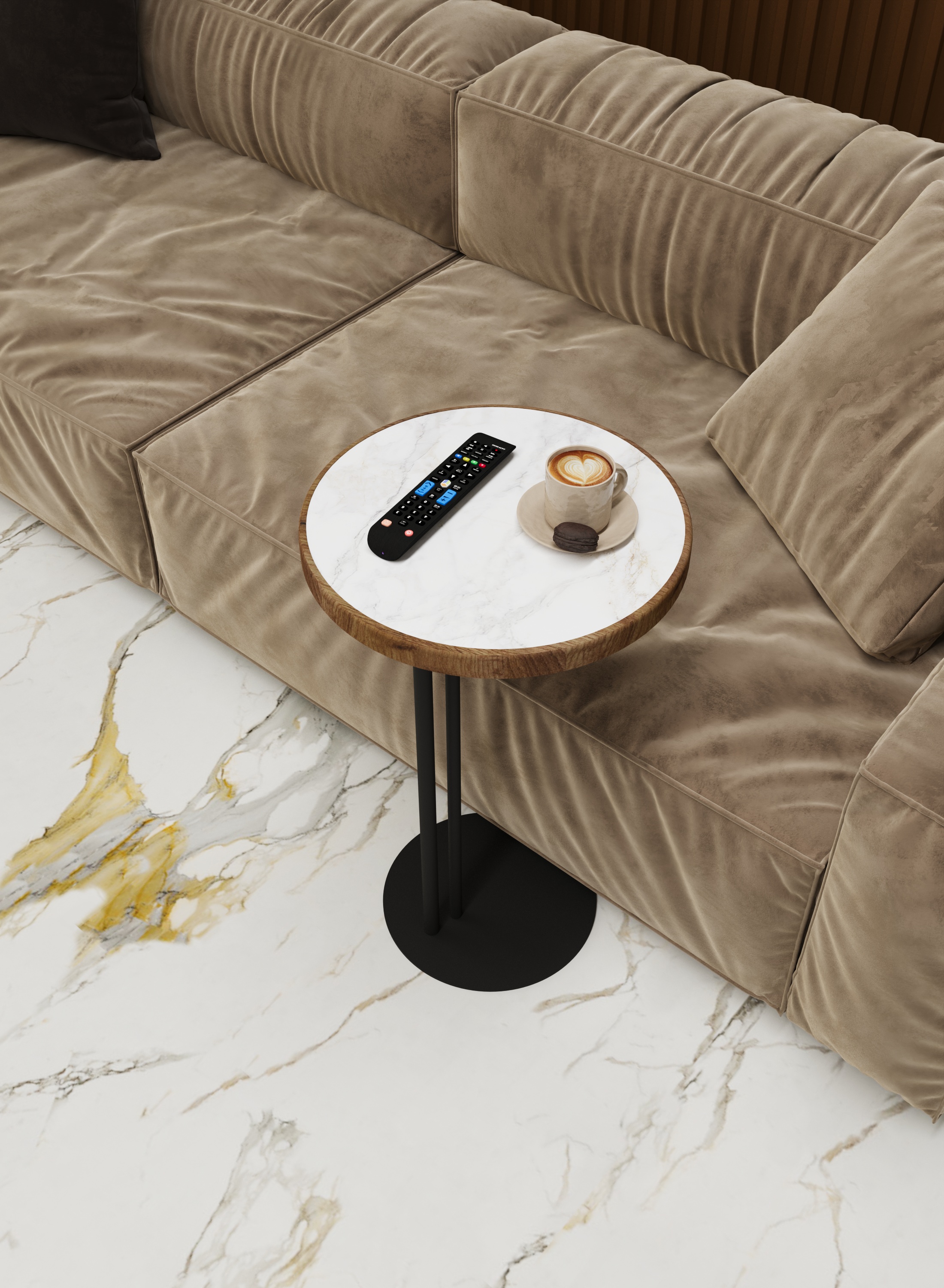 Стол журнальный SLINE Кальяри лайт вяз браун черный - фото 2