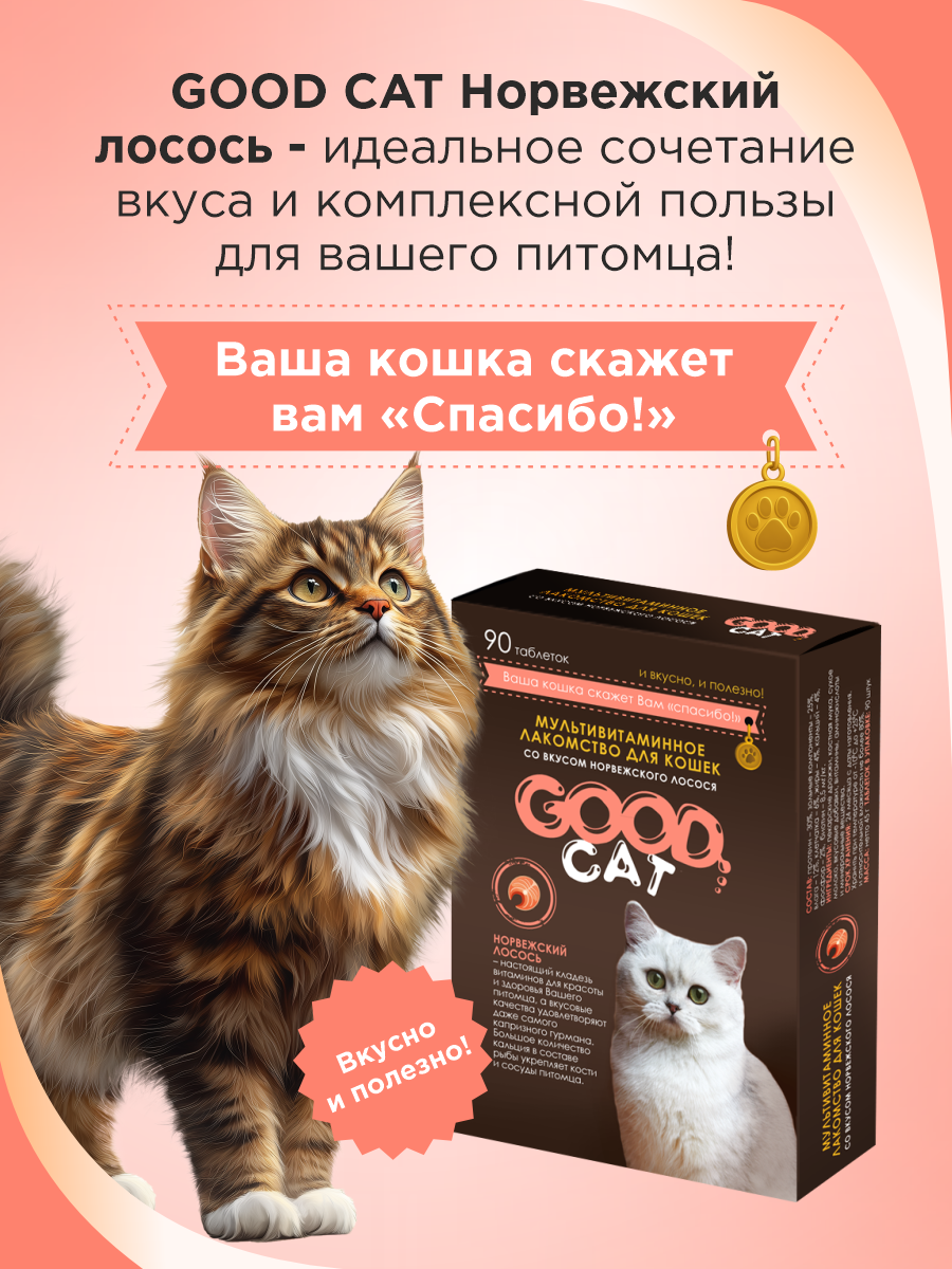 Полезное лакомство для кошек GOODR CAT со вкусом норвежского лосося 90 таблеток - фото 6