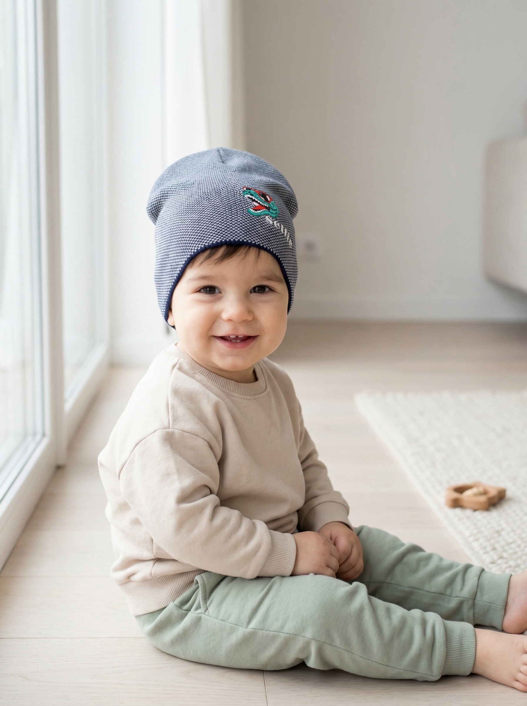 Шапка-бини SELFIE WORK 221505/светло-серый - фото 7