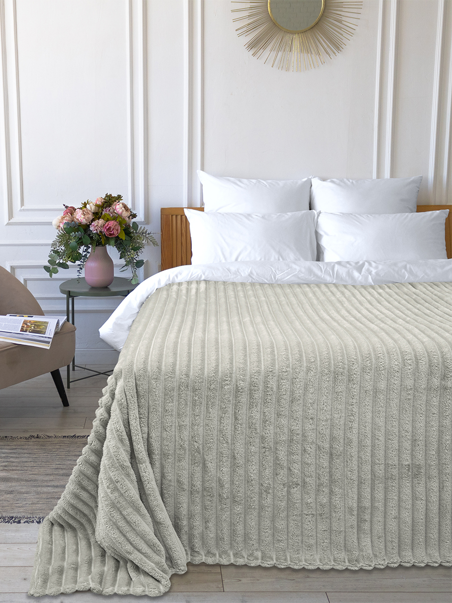 Покрывало BRAVO Волна светло-серый 150 x 200 см велсофт - фото 1