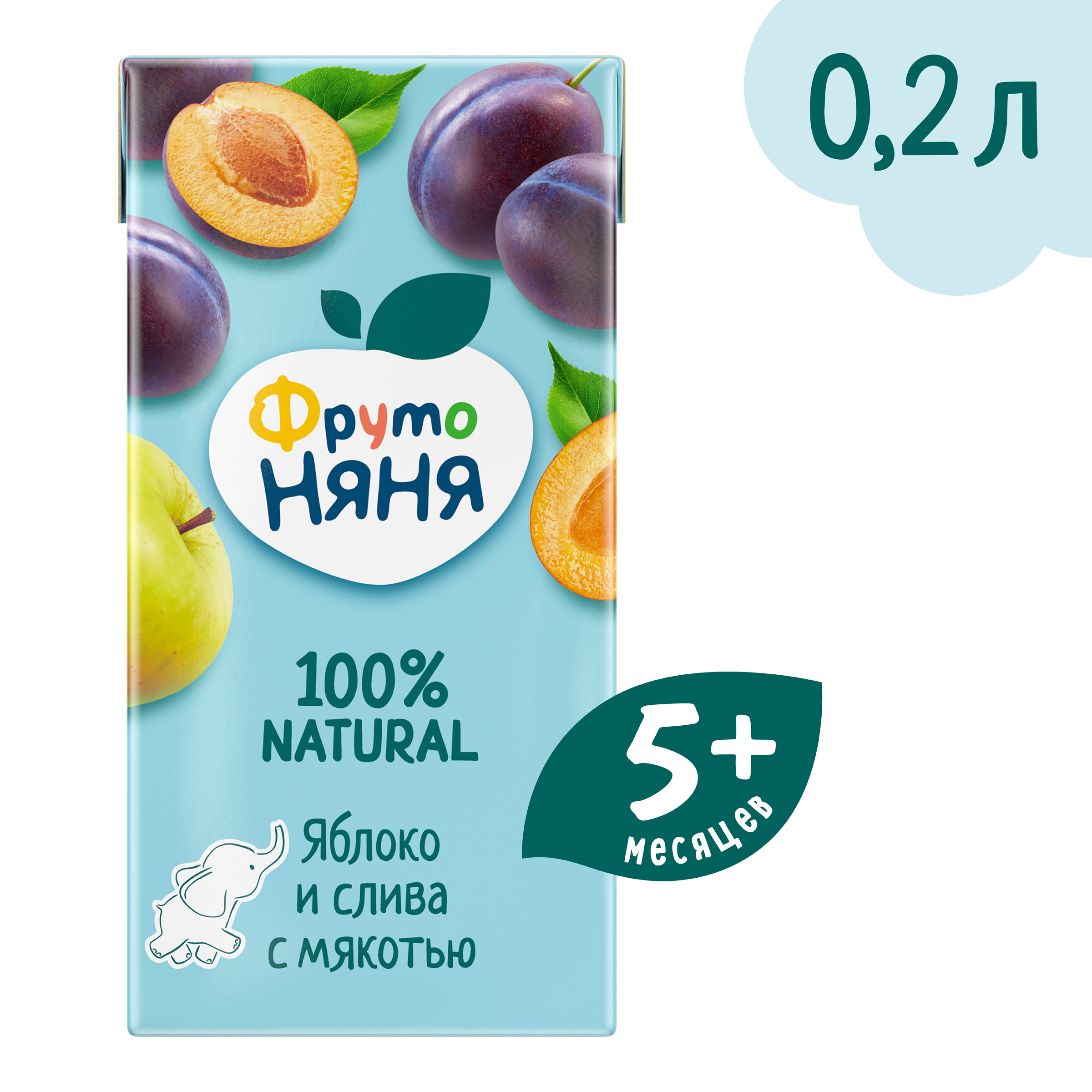 Нектар ФрутоНяня Яблоко-Слива с 5 мес 0.2 л - фото 1