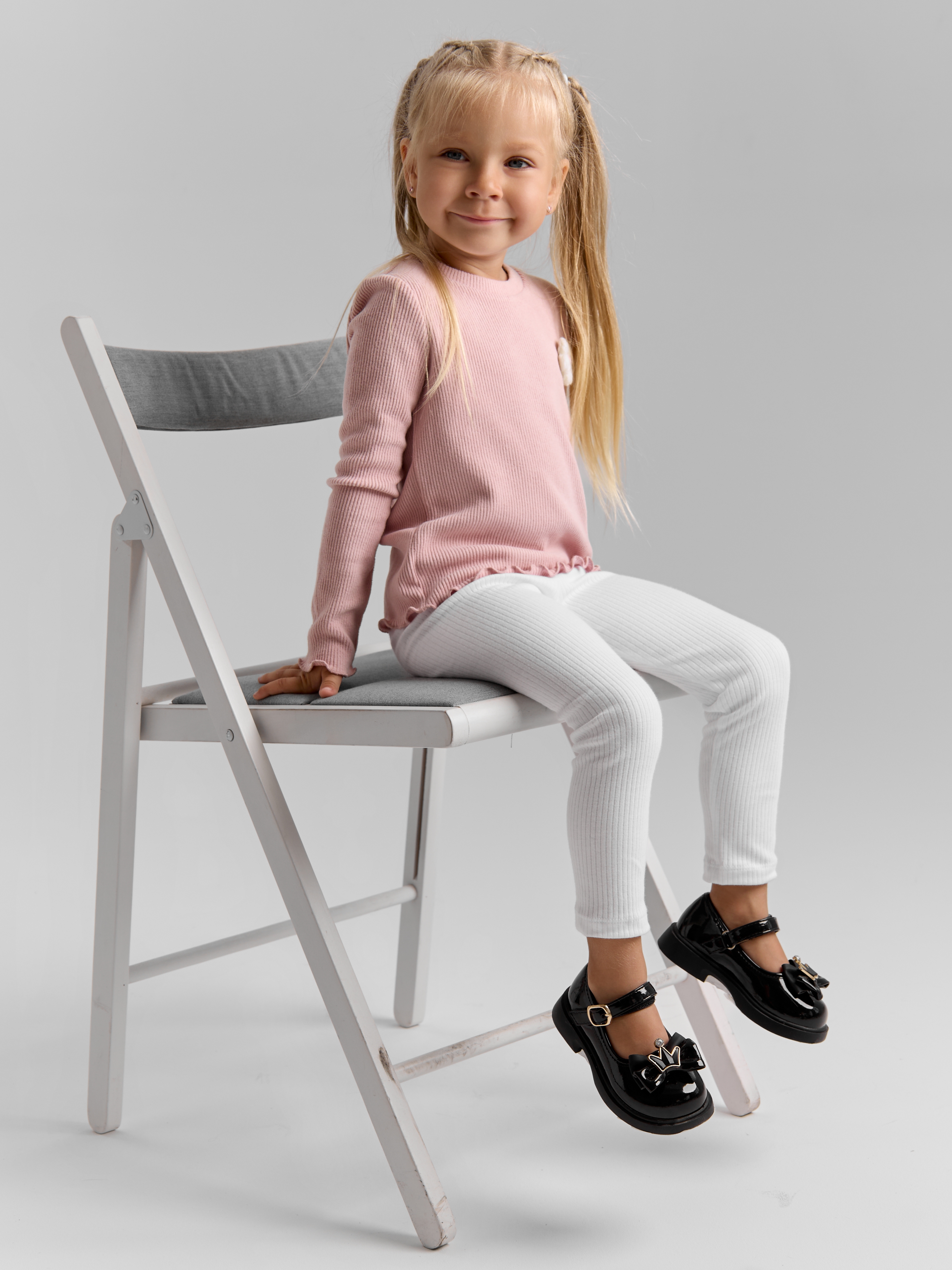 Леггинсы LEVA леггинсы для девочки_рубчик черный_белый - фото 9