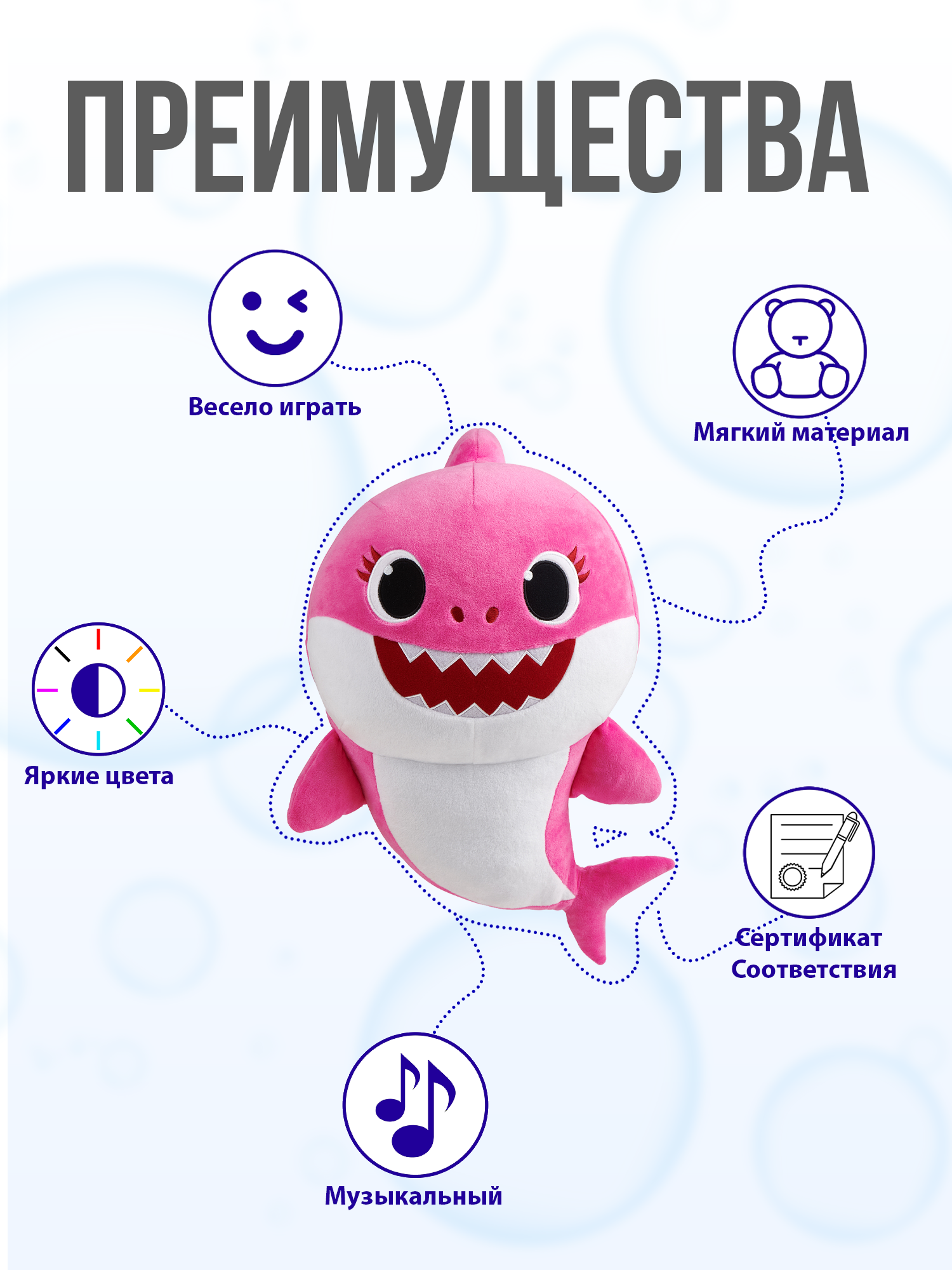 Мягкая игрушка WowWee акула Мама Baby Shark 45 см - фото 5