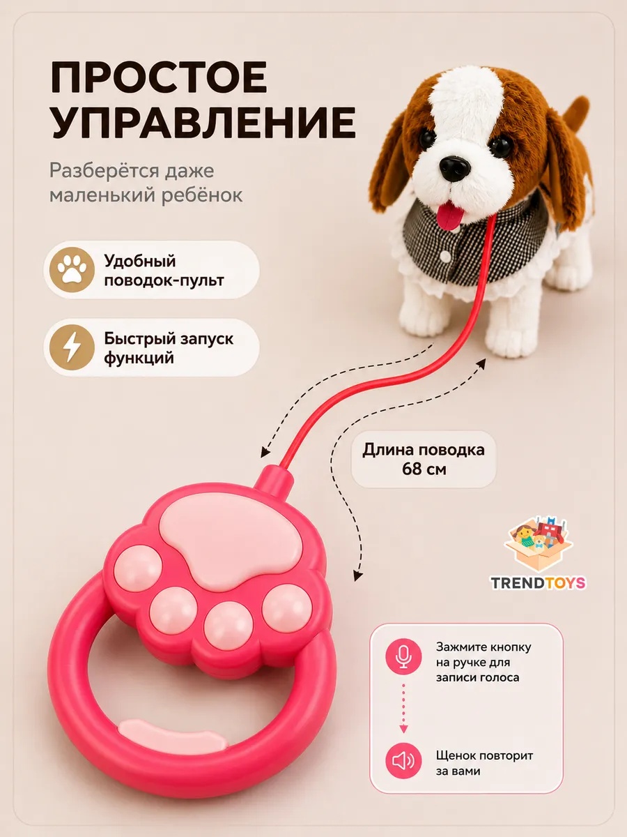 Мягкая игрушка TrendToys интерактивная собака Бигль - фото 2