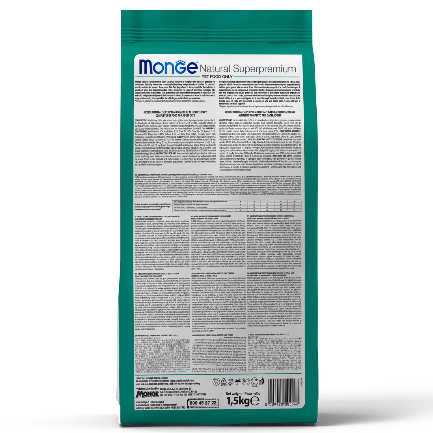 Корм сухой для кошек MONGE 1.5кг курица для выведения шерсти - фото 3