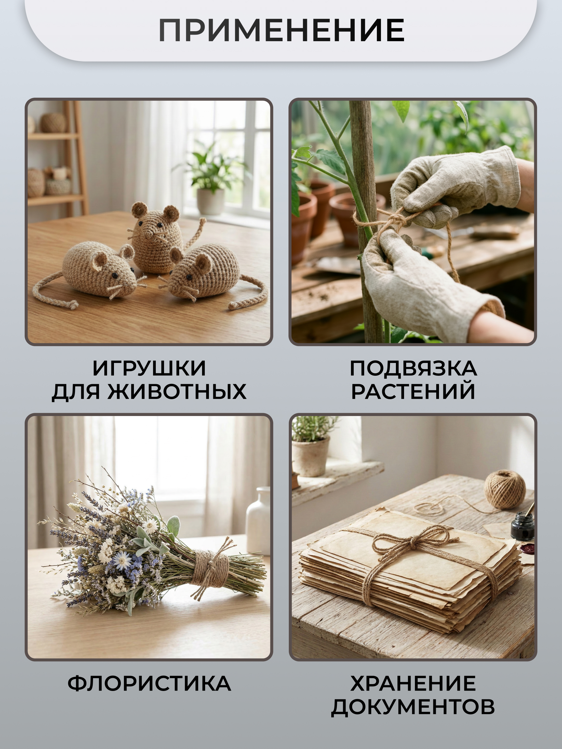 Шпагат льняной Айрис для рукоделия упаковки творчества 0.6 мм 400 текс 100 м - фото 3