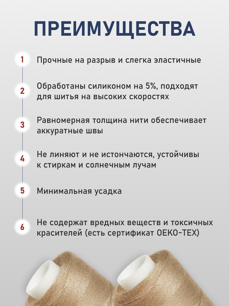 Нитки для шитья 40/2 Bestex 10шт цв 16 - фото 3