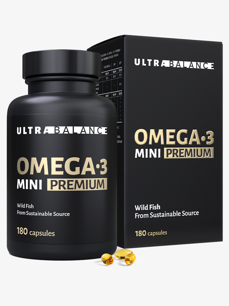 Изображение товара Омега 3 мини рыбий жир UltraBalance для детей и взрослых 180 капсул