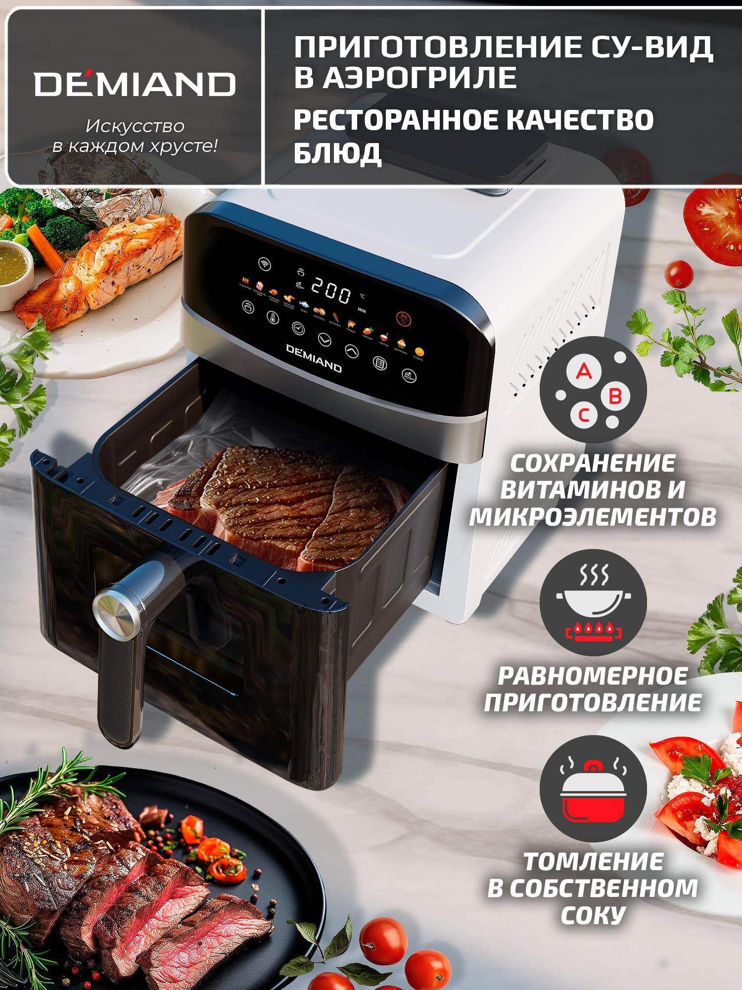 Аэрогриль DEMIAND Sanders с Wi-Fi 6 л - фото 12