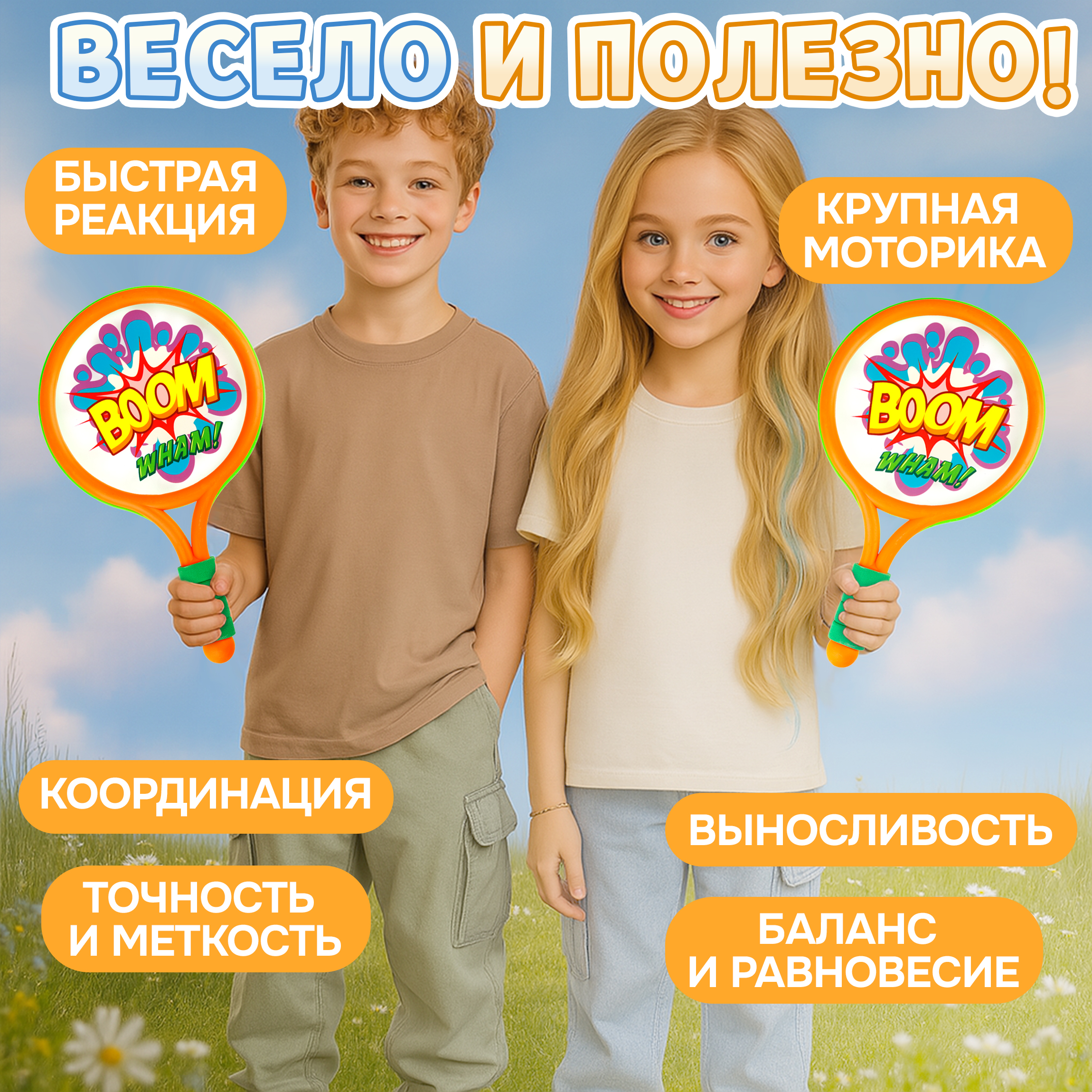 Ракетки 1TOY для настольного тенниса и бадминтона волан мячик - фото 6