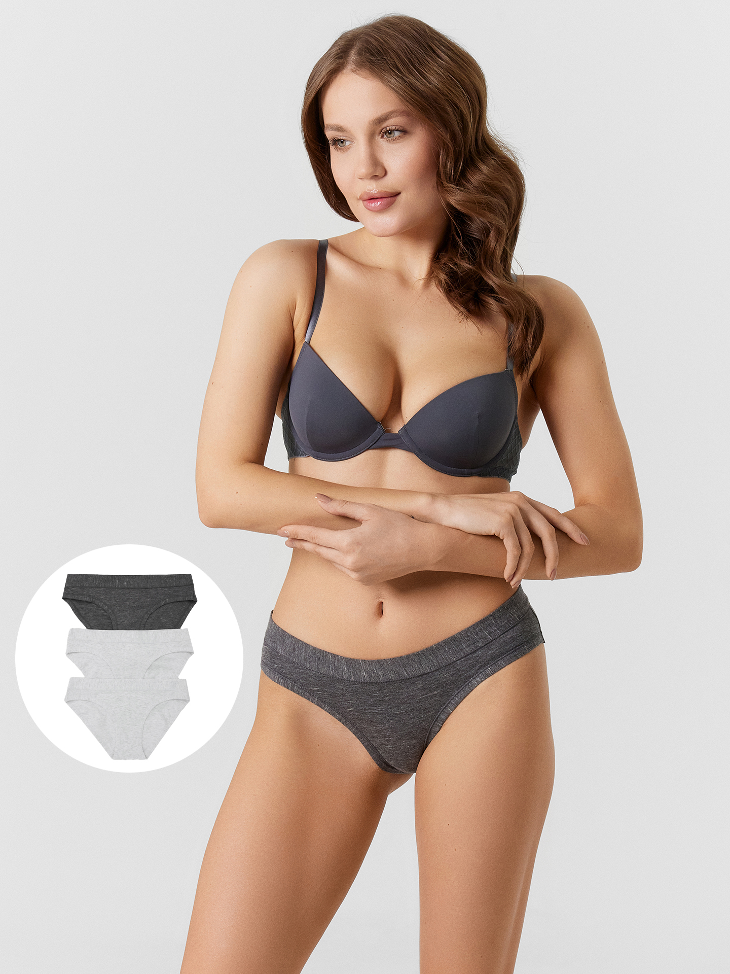 Трусы 3 шт Mark Formelle (Марк Формэль) 412236-3/темно -серый меланж - фото 1