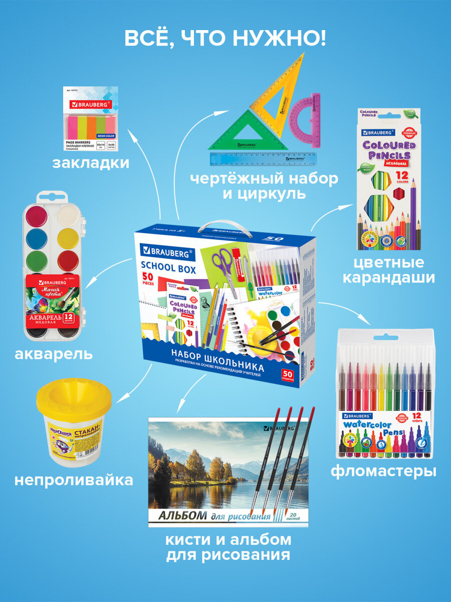 Набор школьника Brauberg 50 предм. - фото 4