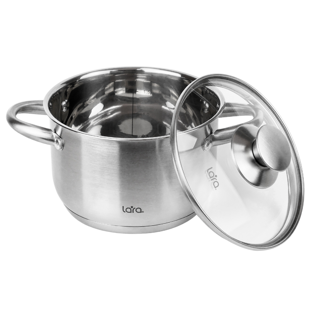 Кастрюля LARA LR02-266 (нерж) АФИНА 16x10,5см 2.1л, капсулированное индукц. дно, стекл. крышка - фото 6