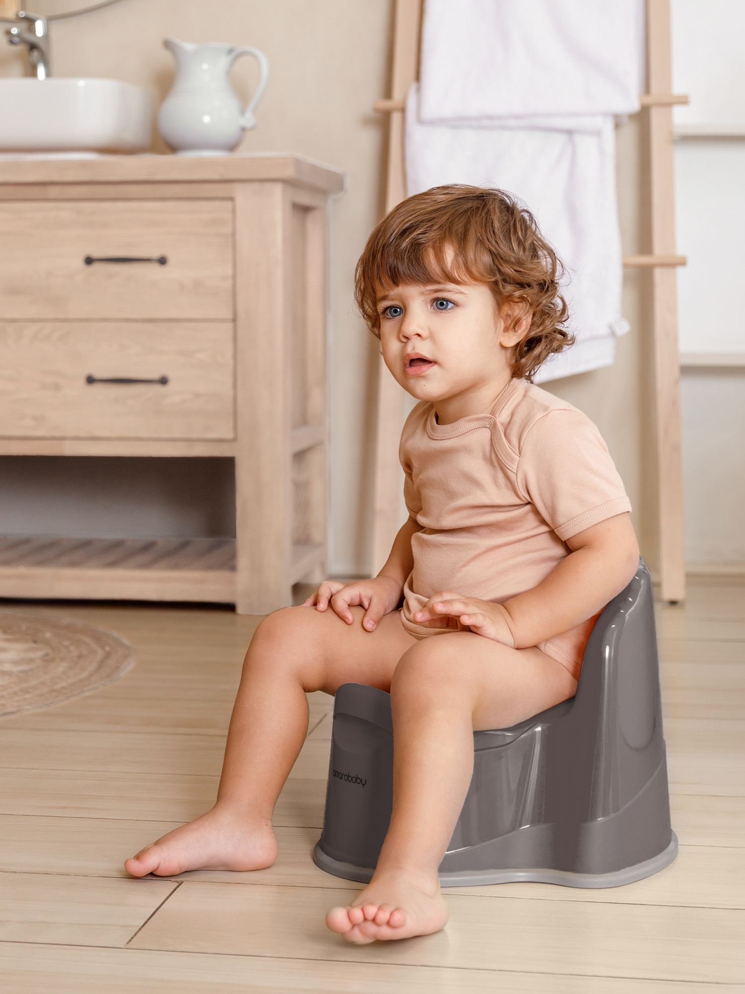 Горшок детский с крышкой Amarobaby Ergonomic серый - фото 7
