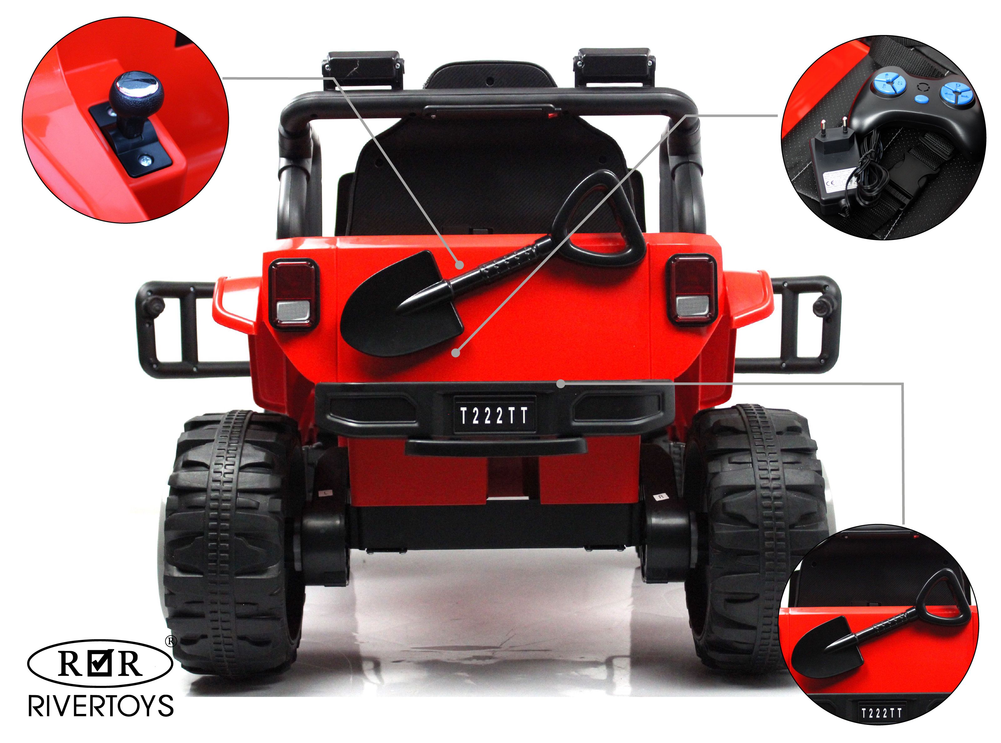 Электромобиль RIVERTOYS T222TT-4WD-RED С пультом ДУ - фото 4