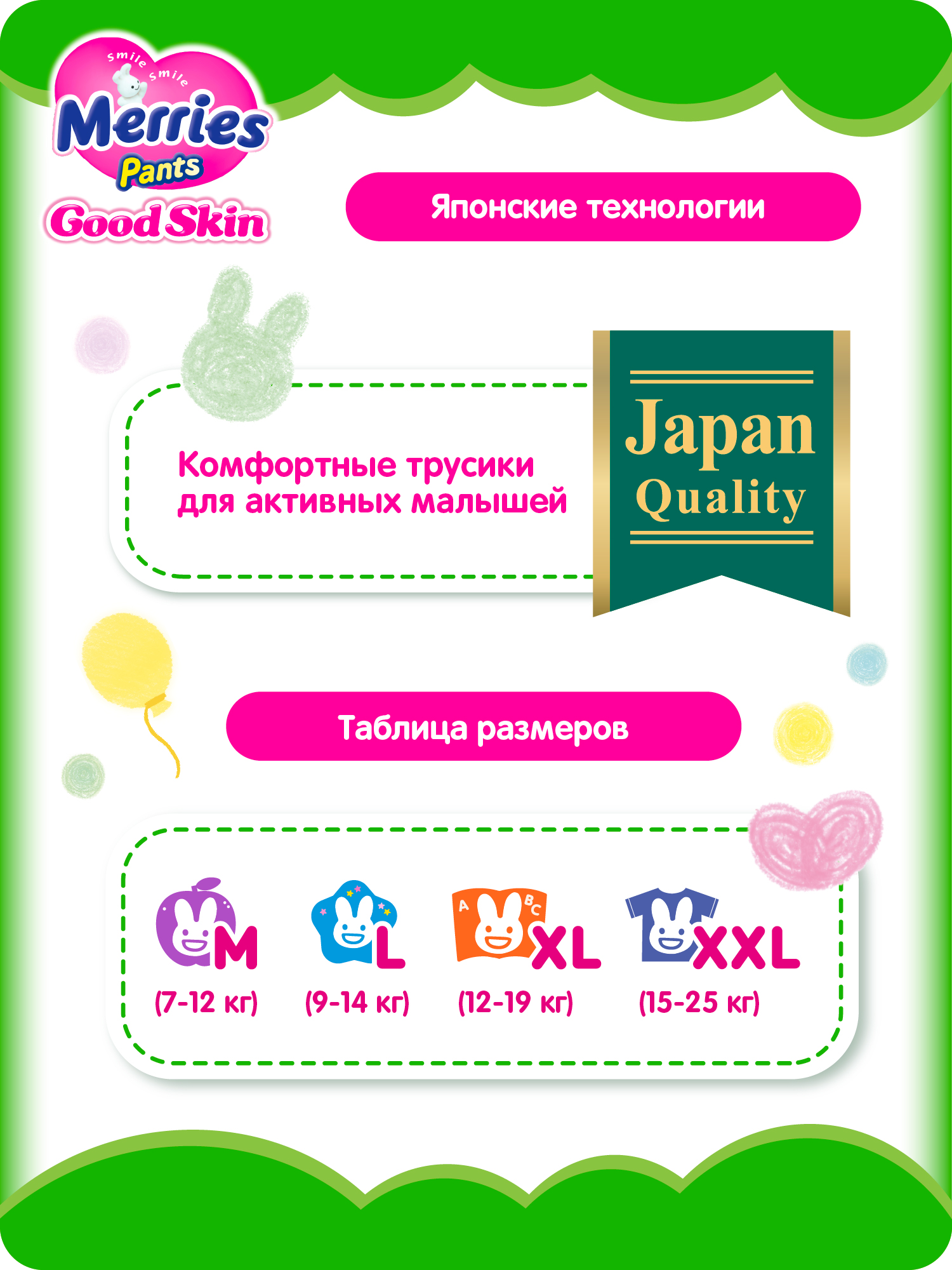 Трусики Merries Good Skin M (7-12 кг) 50 шт. - фото 2