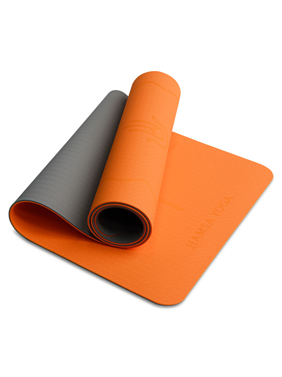 Коврик для йоги и фитнеса Hamsa Yoga TPE 183х61х0.6 см оранжевый - фото 1