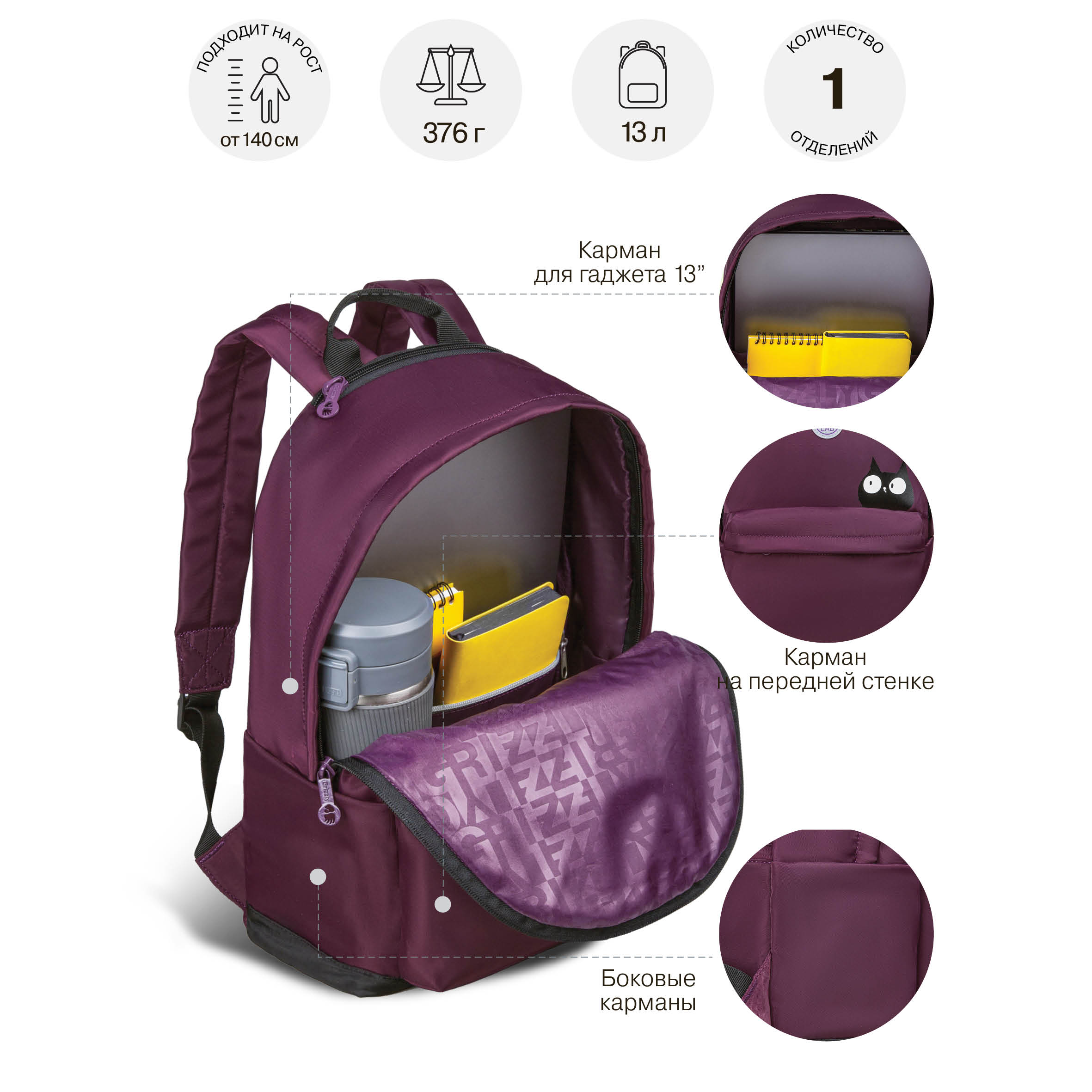 Рюкзак Grizzly для девочки - фото 7