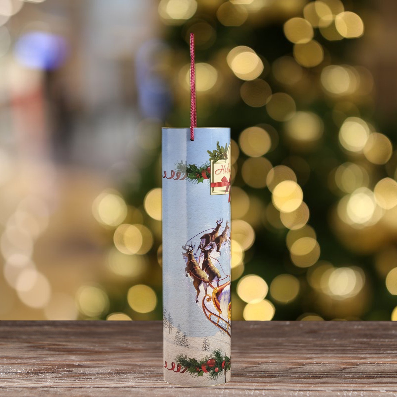 Подарочная коробка, тубус Sima-Land тубус под бутылку «Санта», 92 х 350 мм - фото 5