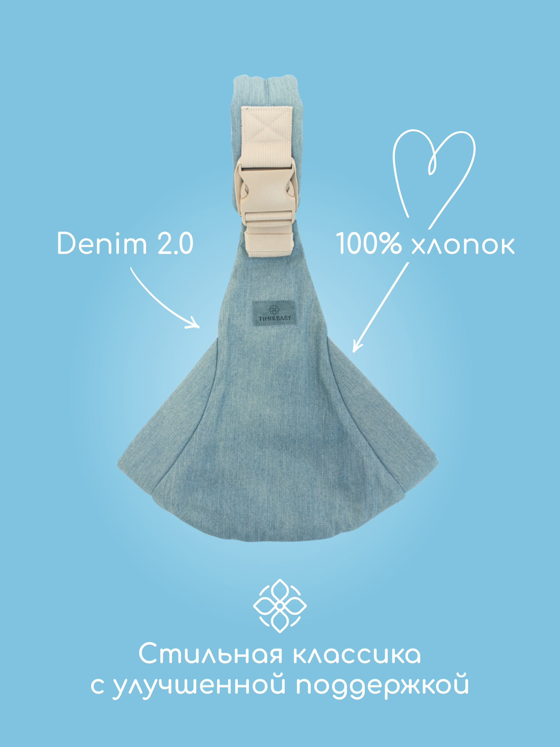 Переноска для новорожденных Timikbaby слинг джинсовый - фото 1