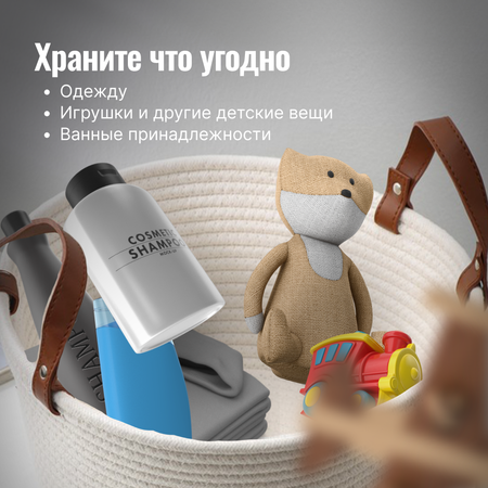 Корзина для хранения с ручками ZDK Homium цвет белый размер 36*26см