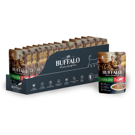 Корм для котов и кошек Mr.Buffalo 85г SterilizED стерилизованных говядина в соусе