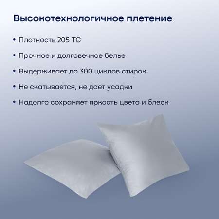 Комплект наволочек buyson BuyLive 70х70 см хлопок (сатин) пепел