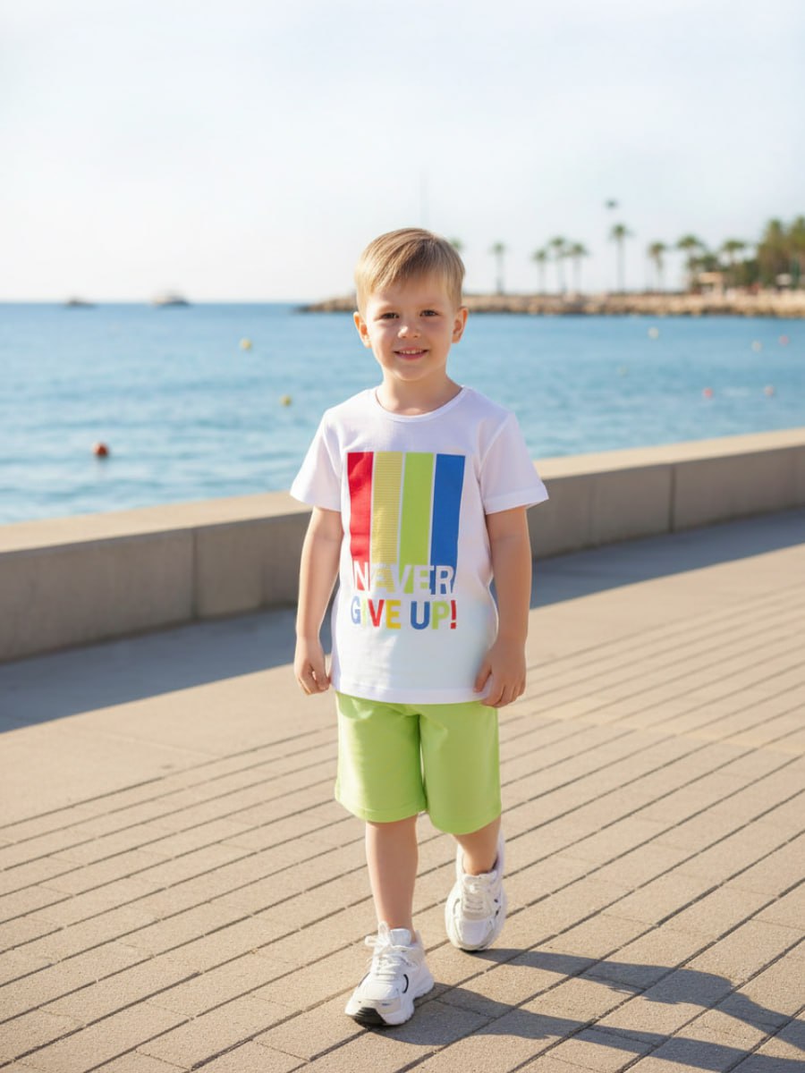 Футболка и шорты VEDDI 683/2к-21-белый/салатовый/Never - фото 3