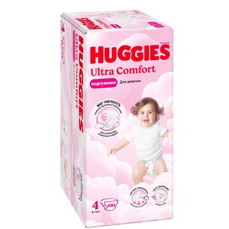 Подгузники Huggies Ultra Comfort для девочек 4 (8-14 кг) 100 шт.