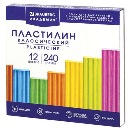 Пластилин Brauberg 12 цв.