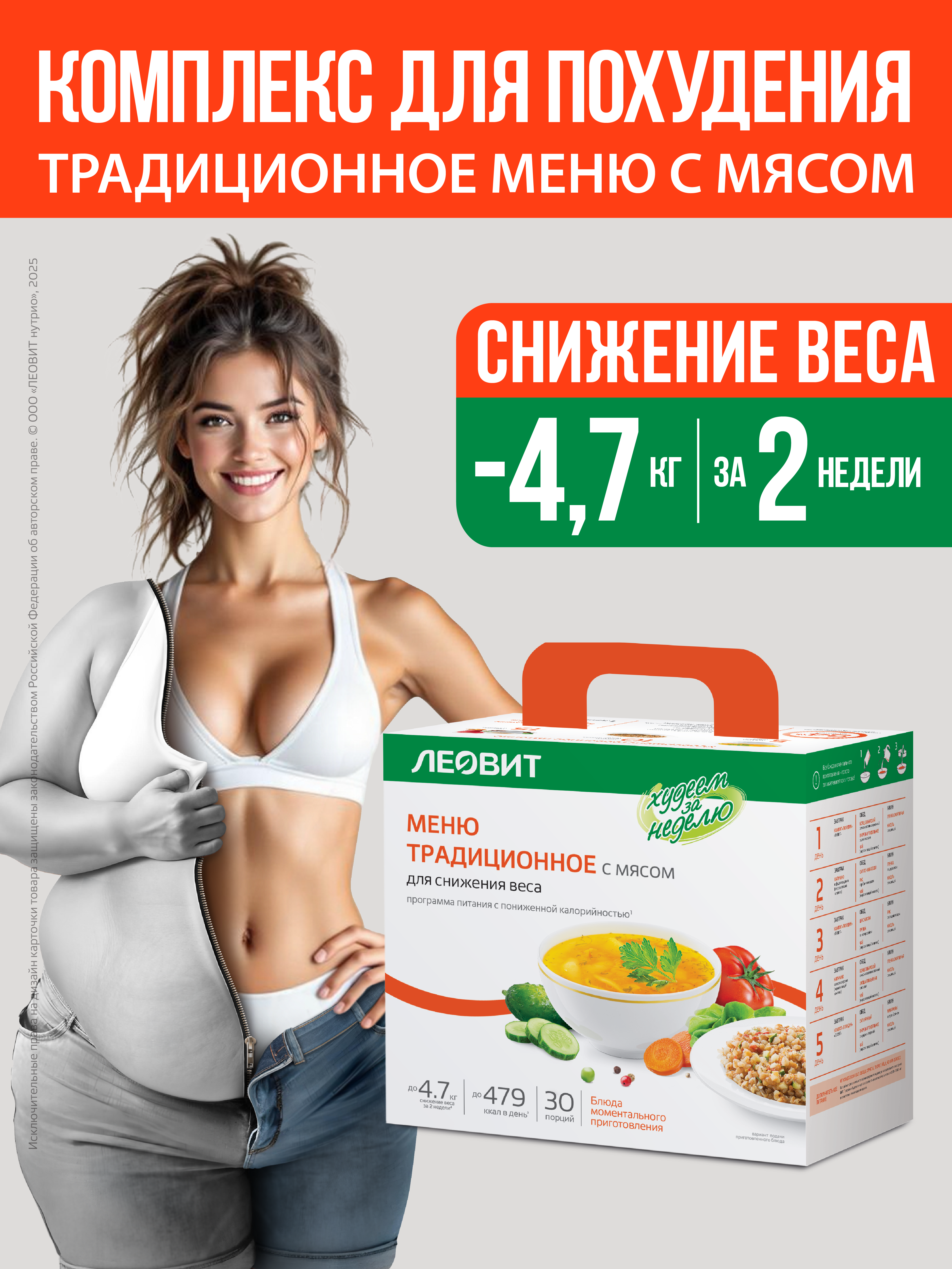 Традиционная жиросжигающая диета с мясом Леовит Худеем за неделю программа питания на неделю - фото 2