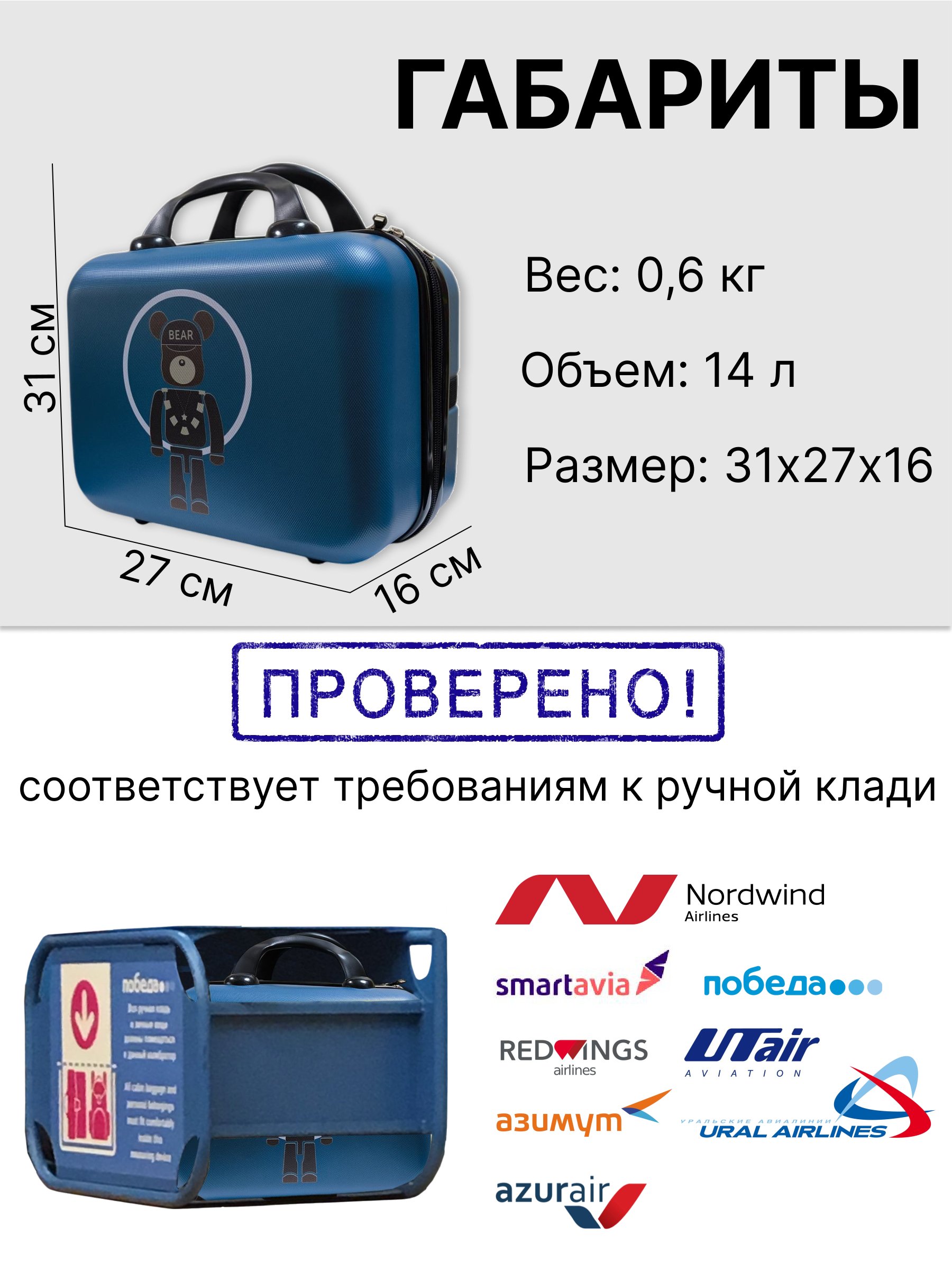 Чемодан LATS Медведь - фото 4