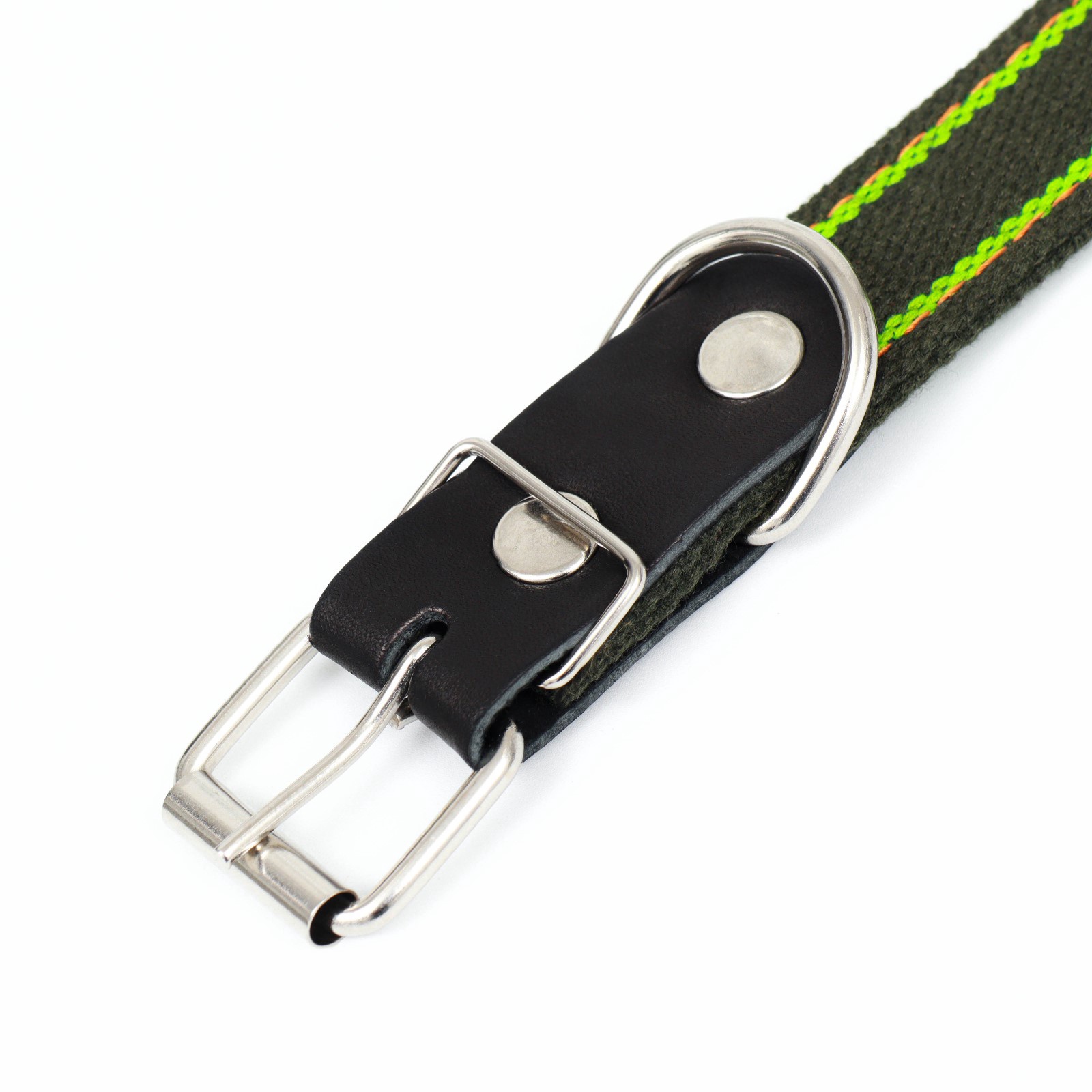 Ошейник Пижон брезентовый щенячий двухслойный 67 х 3 см хаки/зелёный - фото 5