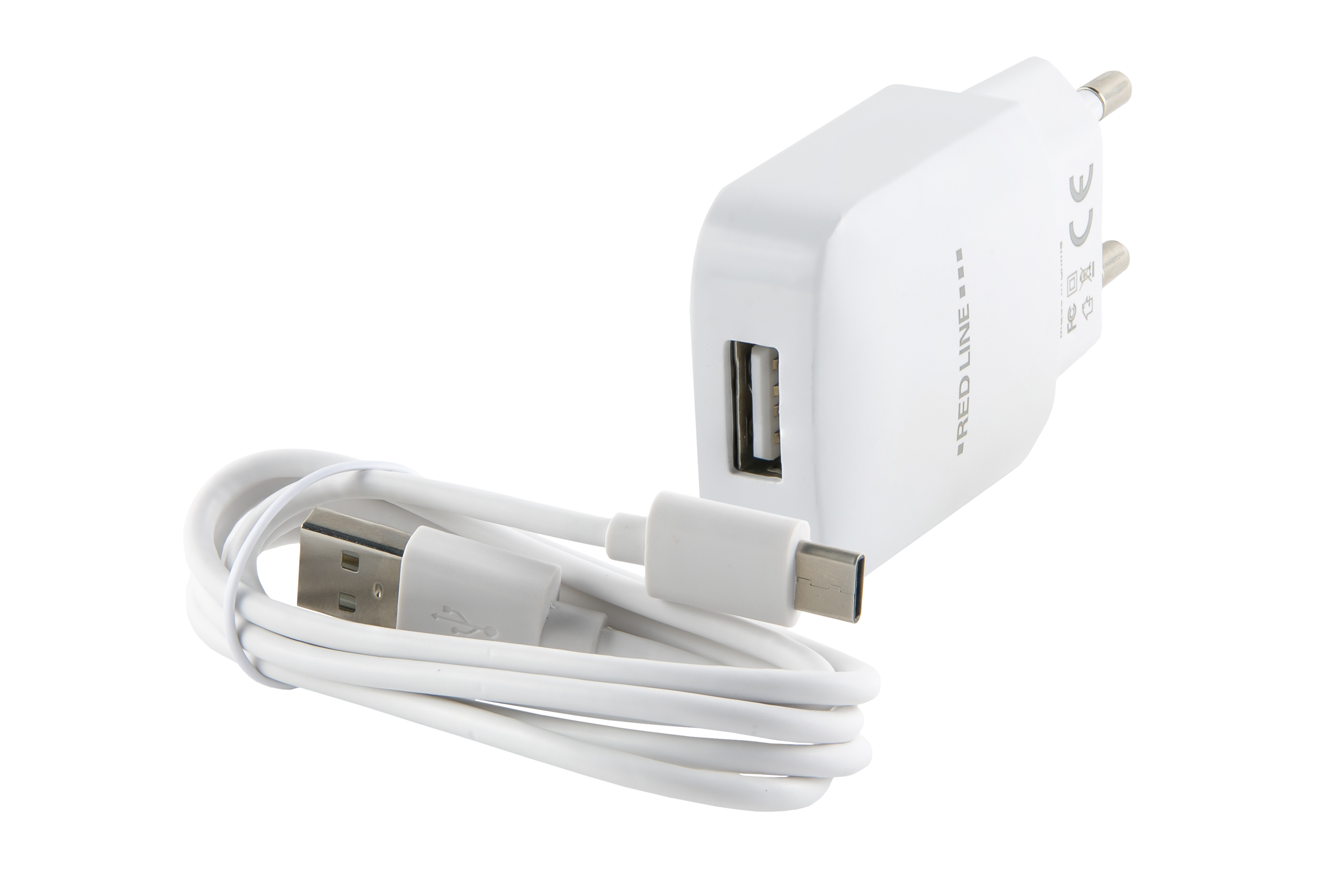 Сетевое ЗУ RedLine модель NTC-2.4А 1USB белый в комплекте кабель Type-C - фото 1