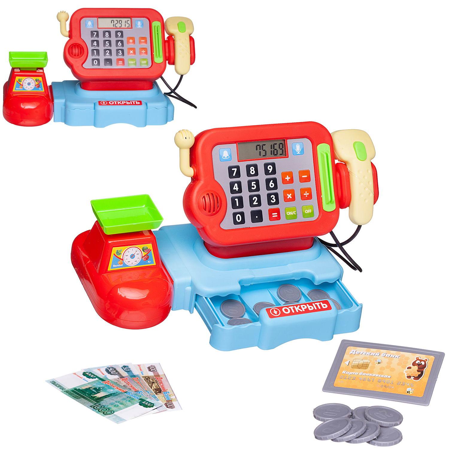 Игровой набор Abtoys продукты, прилавок, касса, тележки и корзинки - фото 7