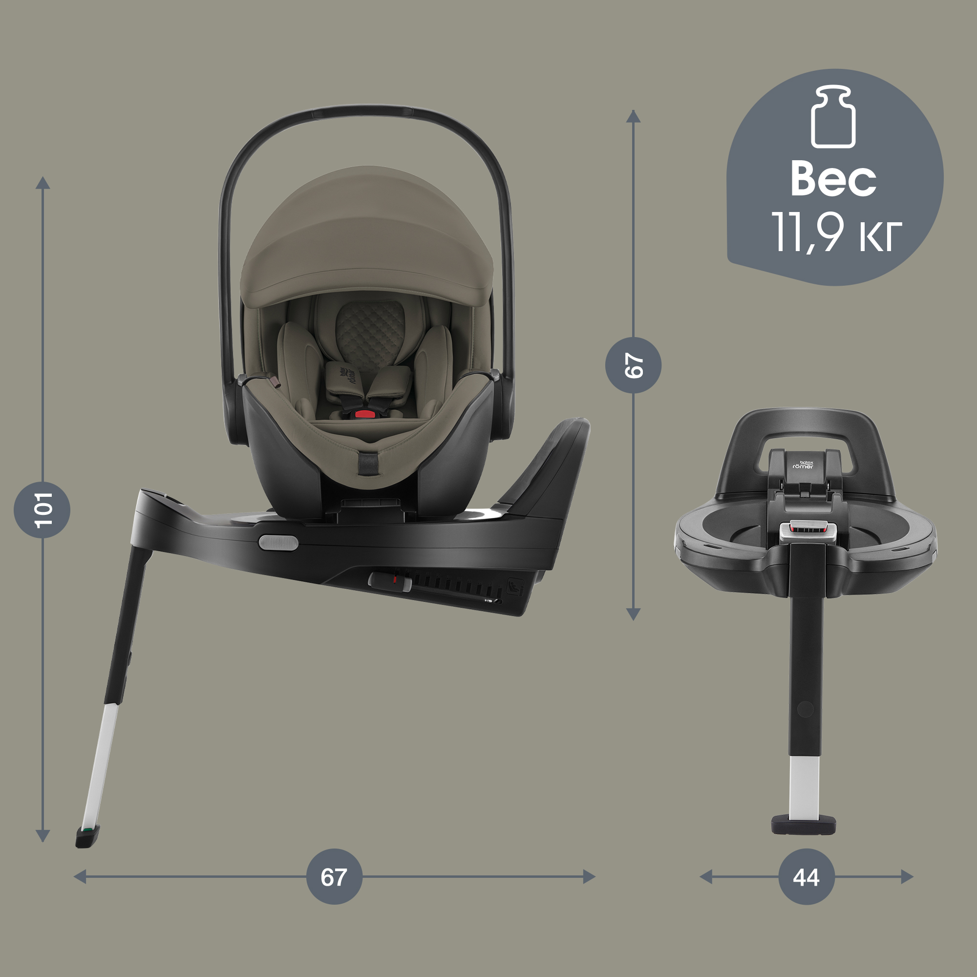 Автокресло Britax Roemer BABY-SAFE PRO LUX 0+/1 (0-18 кг) хаки - фото 14