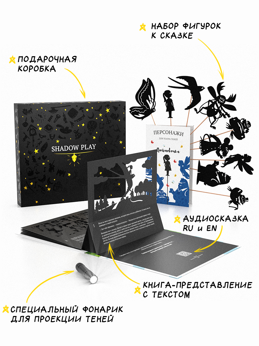 Настольная игра Театр теней/SHADOW PLAY Набор 5в1 Дюймовочка - фото 4