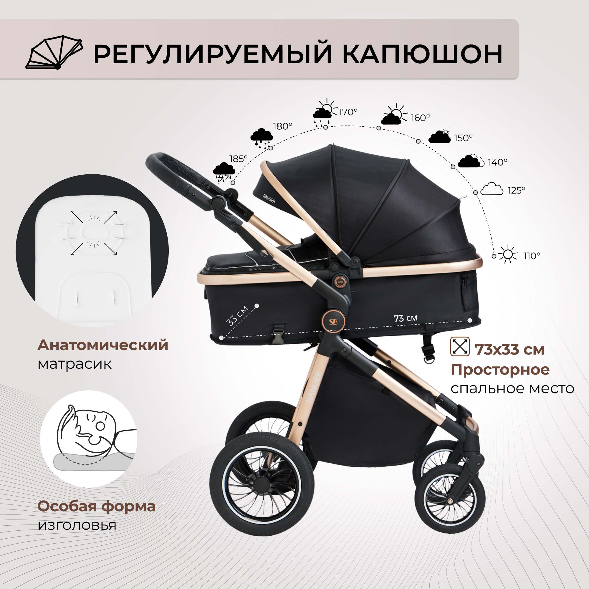 Коляска трансформер Sweet Baby черный - фото 3