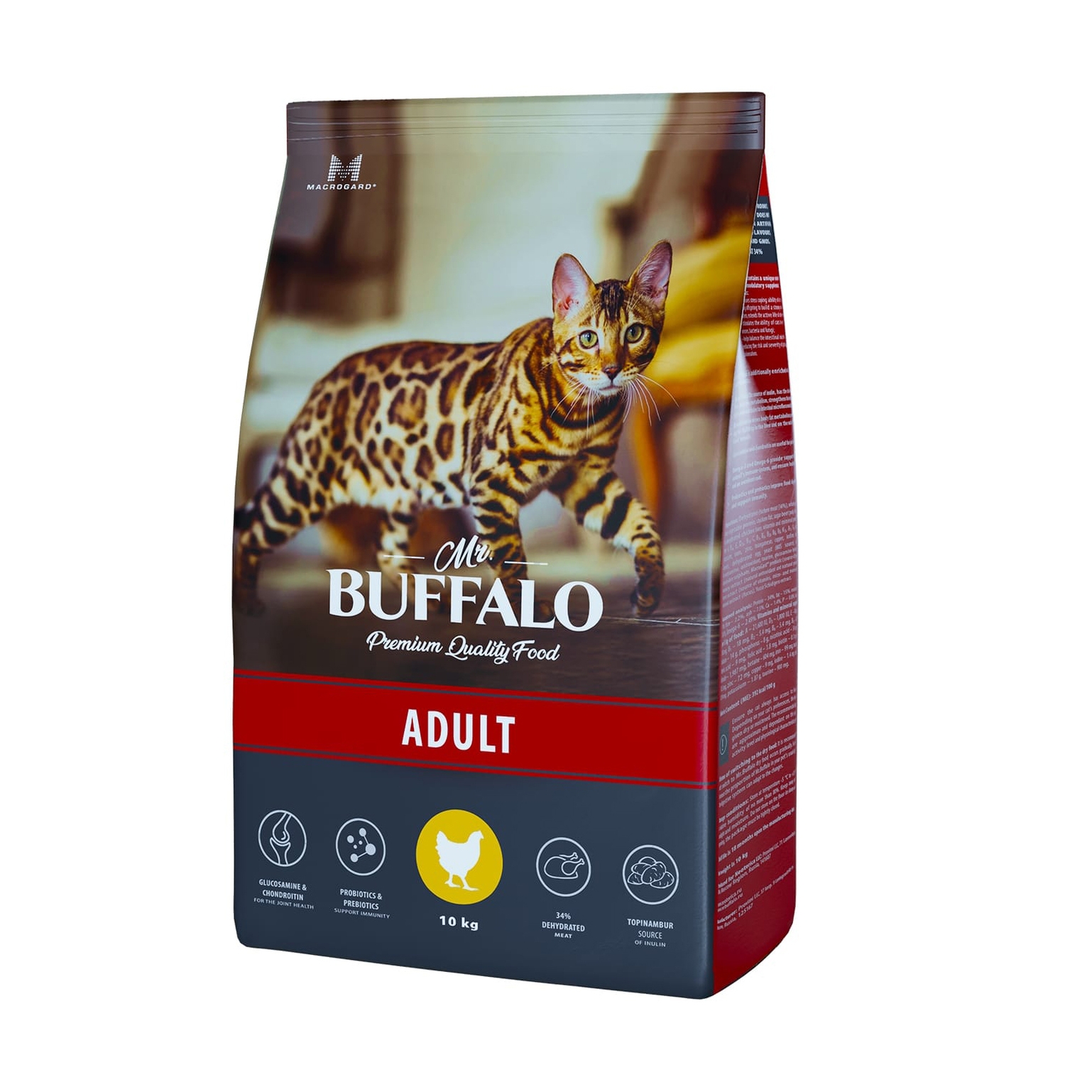 Корм для взрослых кошек Mr.Buffalo Adult с курицей сухой 10кг - фото 1