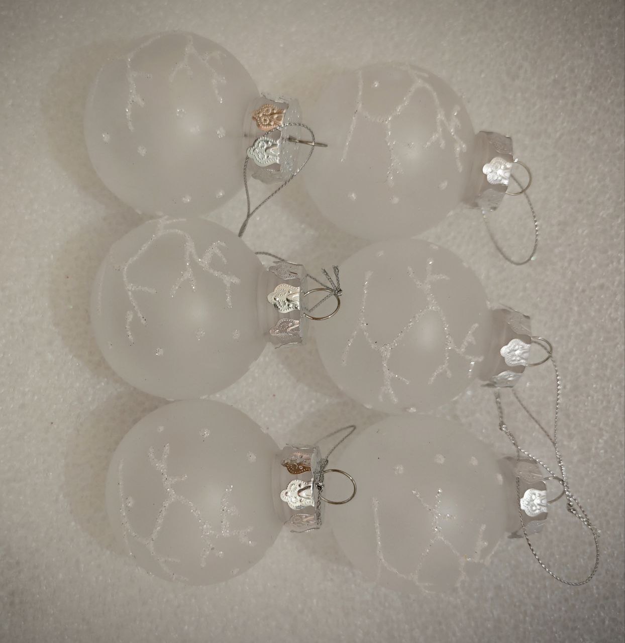 Украшение ёлочное Магия праздника Набор шаров 6шт цвет белый матовый - фото 1