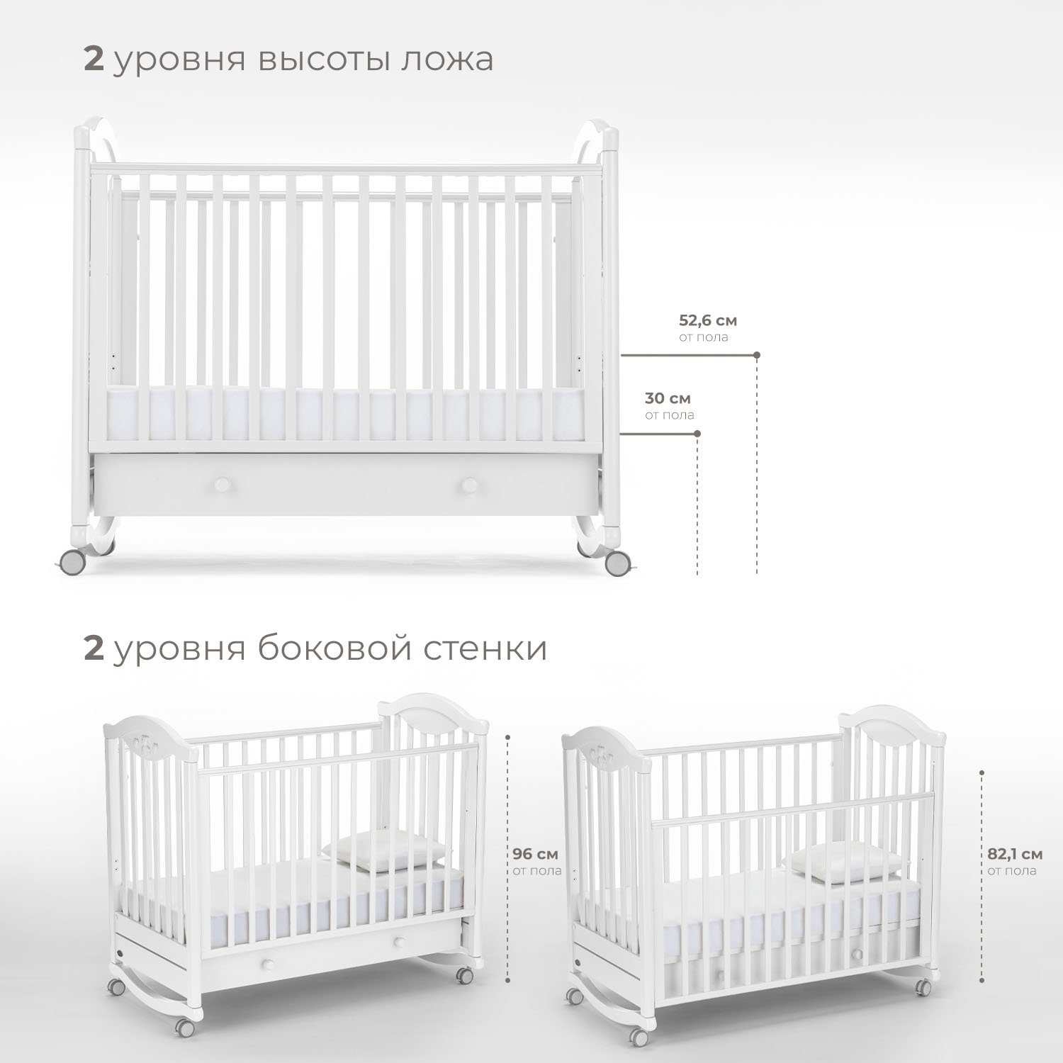 Детская кроватка Nuovita Lusso dondolo, без маятника (белый) - фото 8