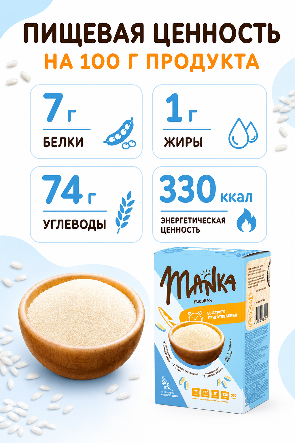 Каша Оргтиум рисовая MANKA 500г - фото 5