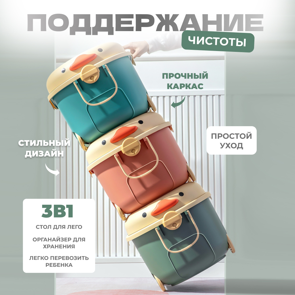 Ящик для хранения игрушек Solmax контейнер на колесиках 57х38х33 см зеленый - фото 3