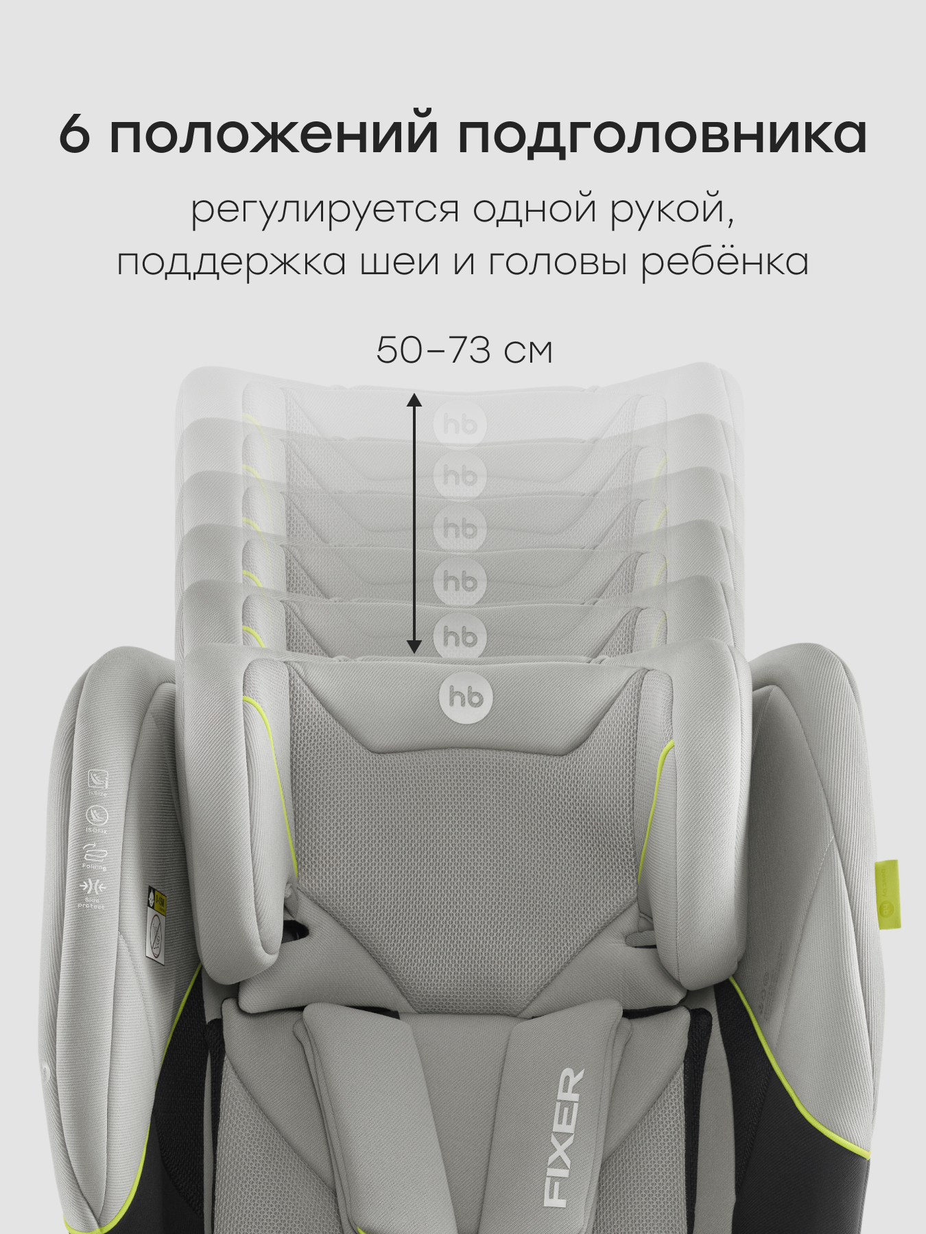 Автокресло Happy Baby Fixer Isofix 1/2/3 (9-36 кг) серый - фото 5