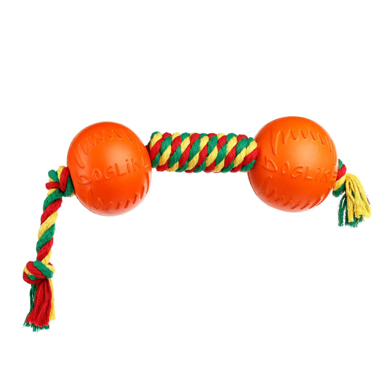 Гантель для собак Doglike Dental Knot малая канатная Желто-красно-зеленая D-2370-YGR - фото 1