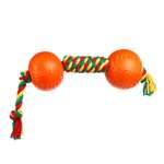 Гантель для собак Doglike Dental Knot малая канатная Желто-красно-зеленая D-2370-YGR