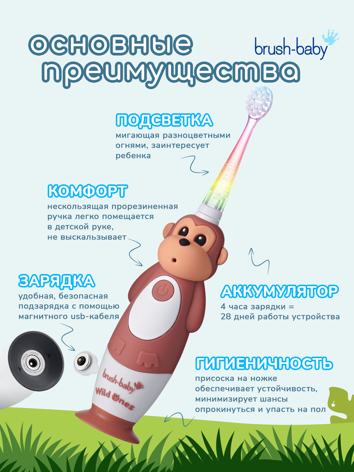 Зубная щетка электрическая Brush-Baby от 0 лет - фото 2